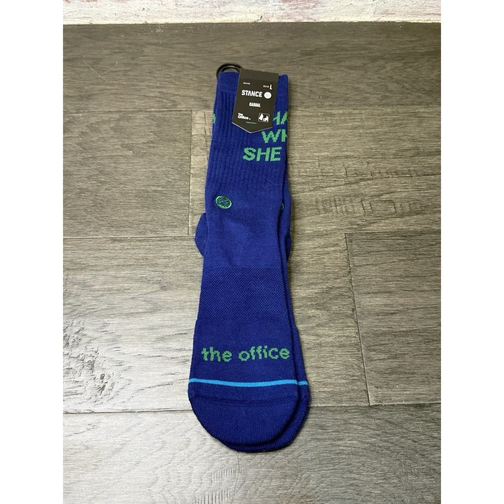 Stance The Office Men's Crew Socks Blue/Green L (M 9-13) 